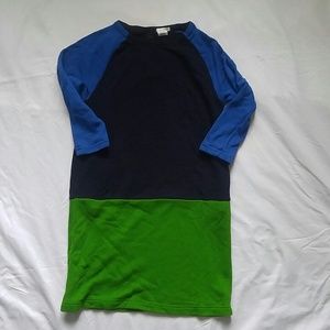 Crewcuts 14 sweatshirt dress navy green colorblock